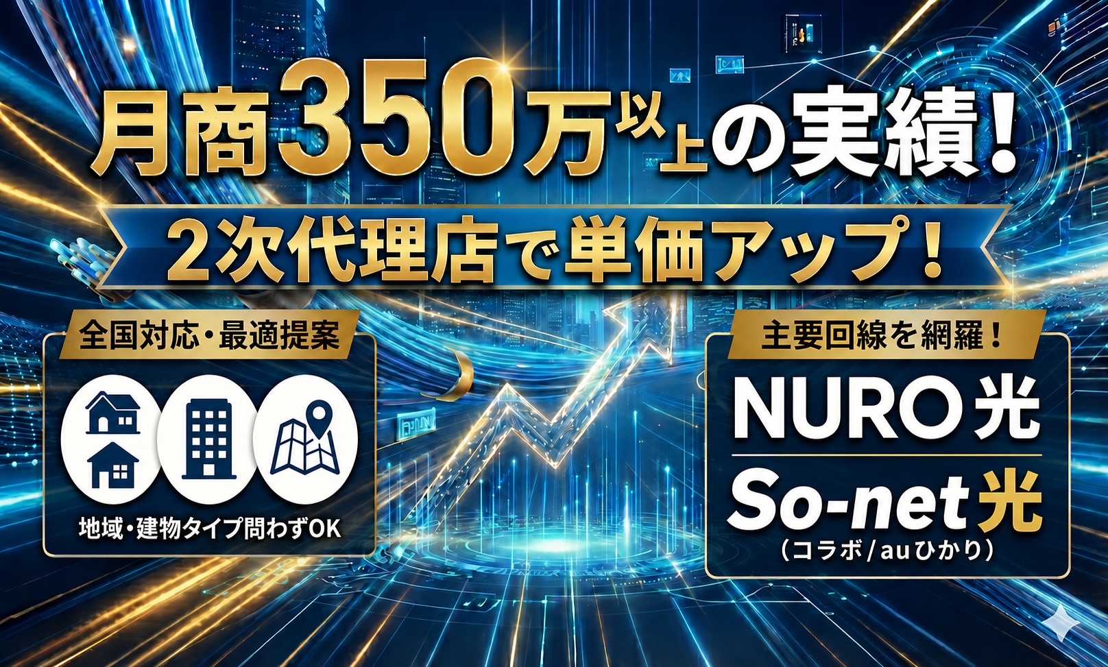 地域・建物タイプに応じて提案できる光回線販売パートナー募集