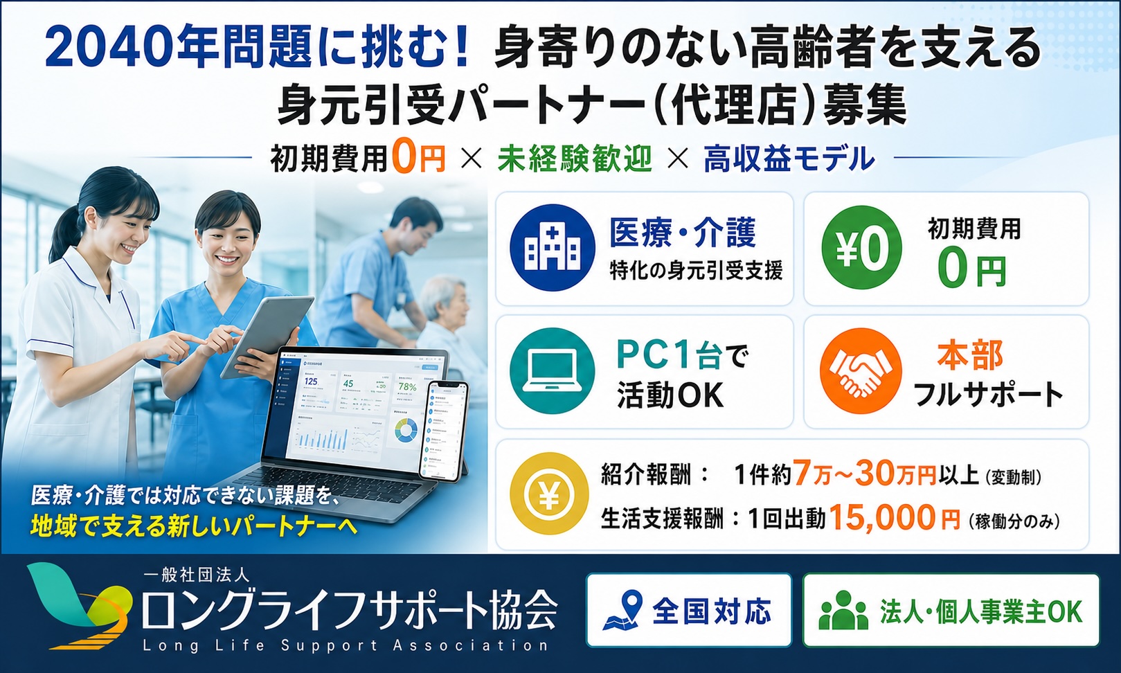 医療介護の“隙間支援”を担う身元引受パートナー募集｜病院施設の依頼増加中